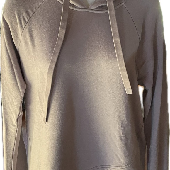 EUC! Athleta Pinnacle Hoodie Soft Dusty Lilac Tulip Cross Over  Hem Thumbholes M - Picture 2 of 7